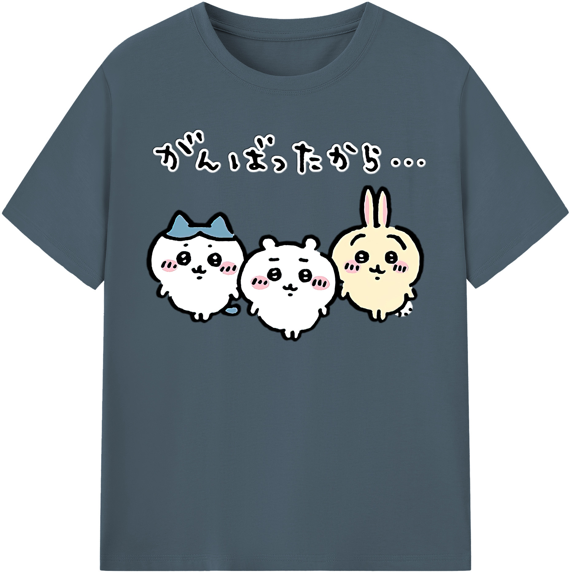 （画像用） ちいかわ ハチワレ Chii-kawa hachiware 綿100％半袖Tシャツ（フロントプリント）